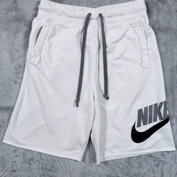 Nike Alumni French Terry Shorts Size S White Black Raw Hem
