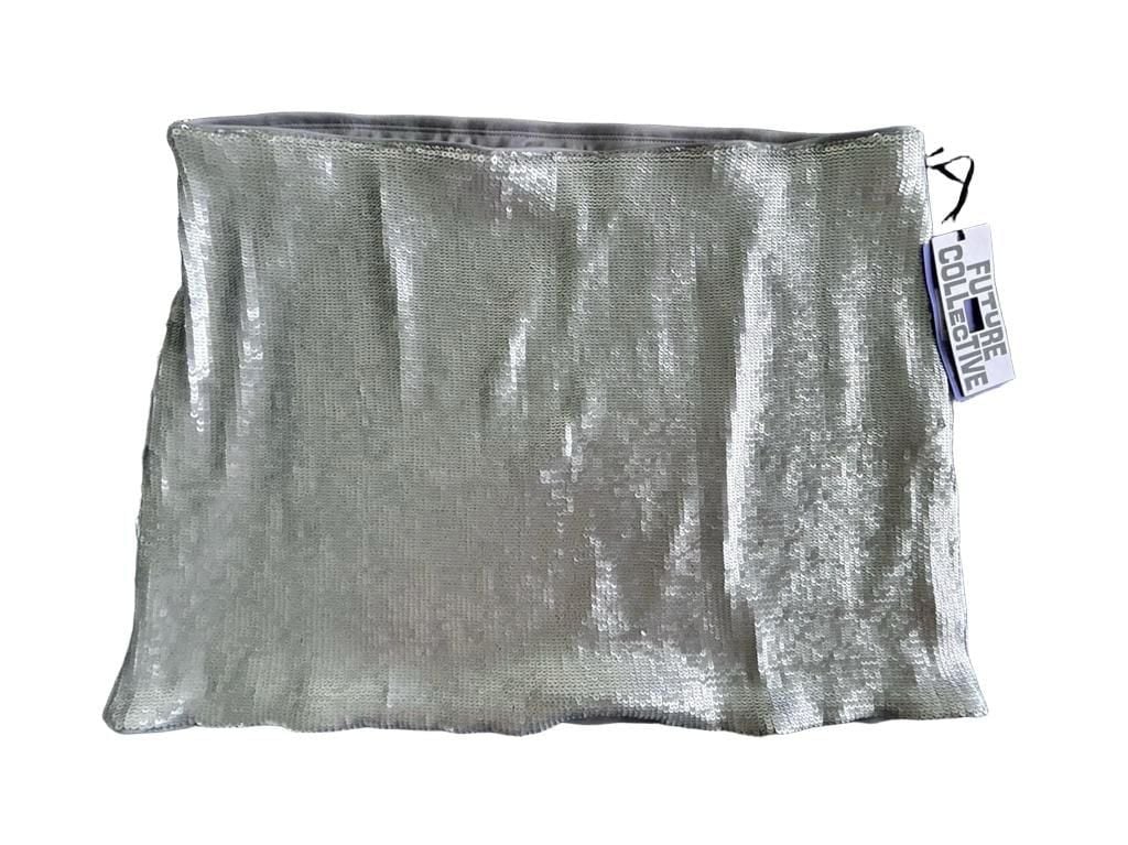 Future Collective Sequin Mini Skirt Size 1X Silver Party 3