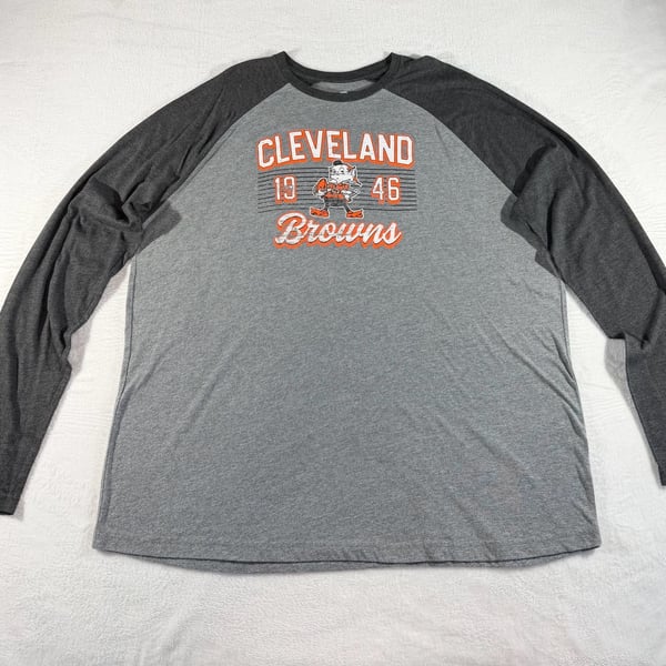 Fanatics Cleveland Browns 1946 Long Sleeve T-Shirt Size 3XL Gray Raglan