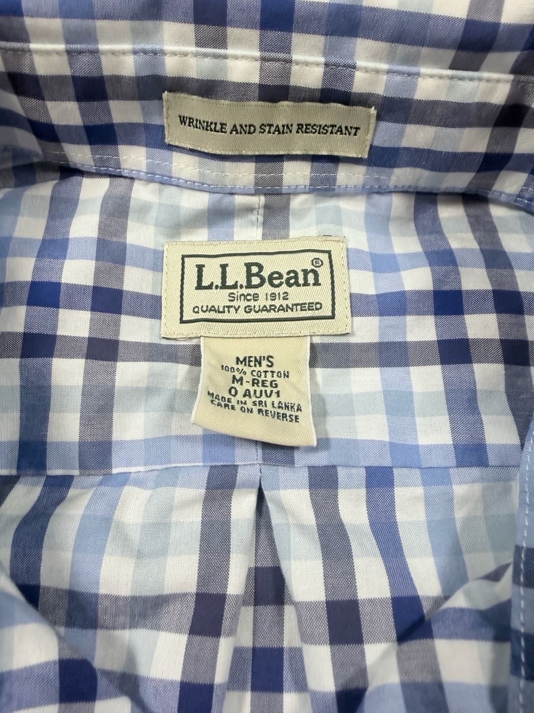 L.L. Bean Plaid Button Down Shirt Size M-Reg Blue Cotton Long Sleeve 3