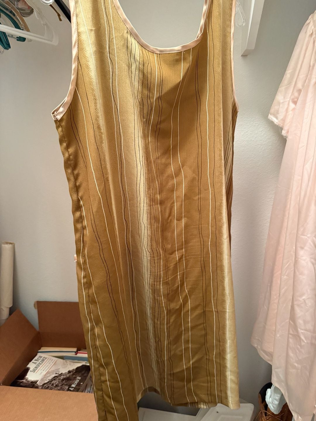 Vintage Striped House Dress Size 52 Brown Polyester 5