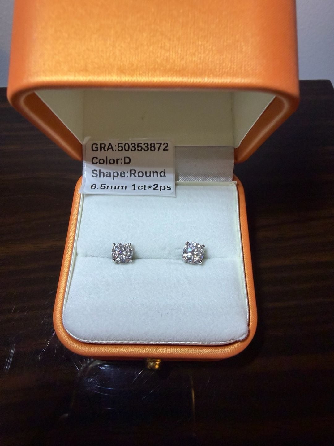 GRA Moissanite Round Stud Earrings 6.5mm 1ct 3