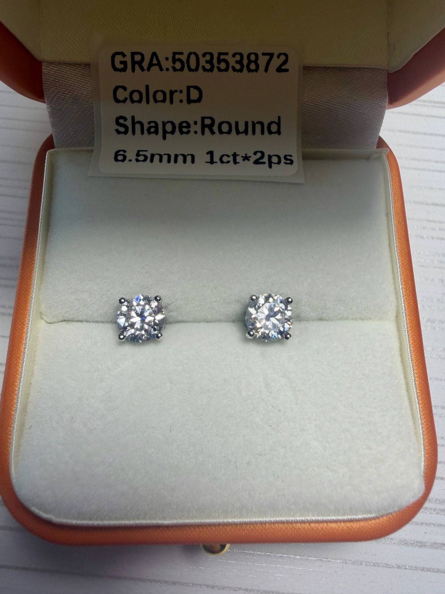 GRA Moissanite Round Stud Earrings 6.5mm 1ct 5