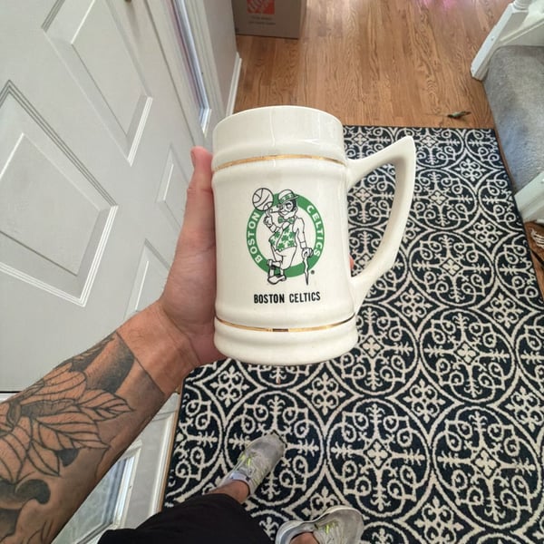 Boston Celtics Vintage Ceramic Beer Stein Mug Coffee Cup Tankard