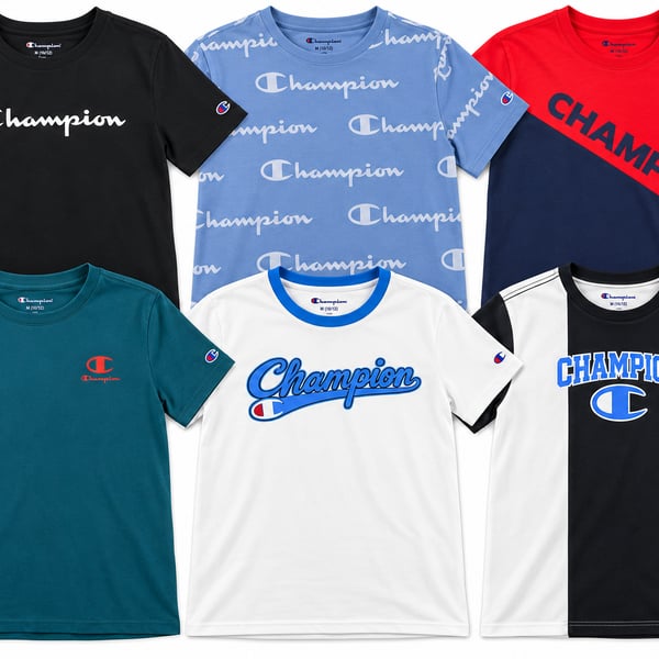 NWT - lot of 6 Champion Graphic T-Shirts Size M (10/12)