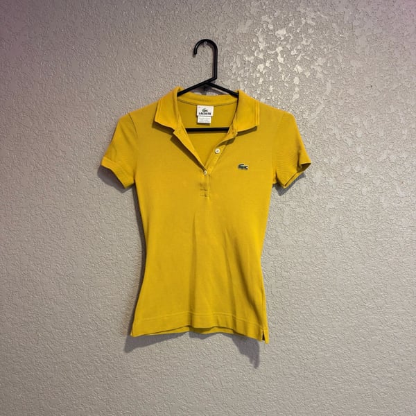 Lacoste Polo Shirt Size 34 Yellow Short Sleeve Pique