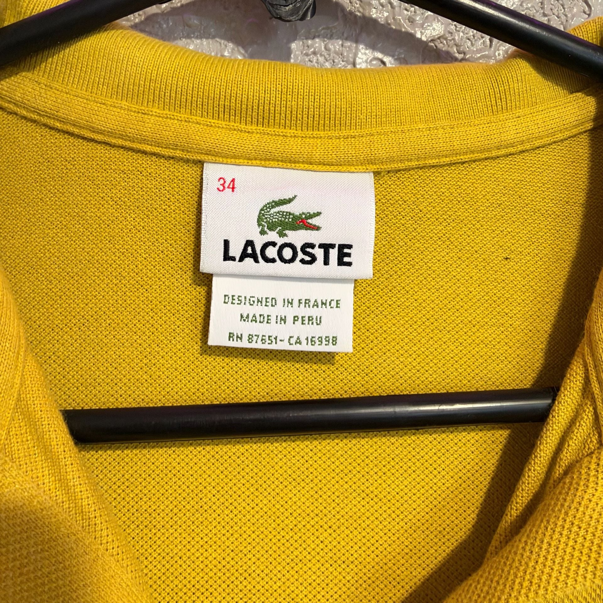 Lacoste Polo Shirt Size 34 Yellow Short Sleeve Pique 3