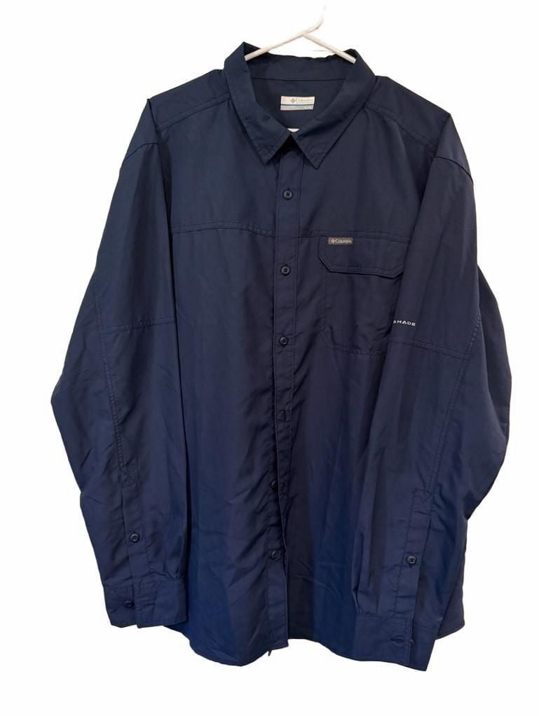 Columbia Sportswear Long Sleeve Button Down Shirt XL Navy Blue Omni-Shade 2