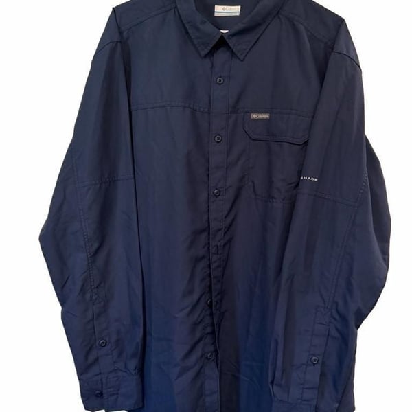 Columbia Sportswear Long Sleeve Button Down Shirt XL Navy Blue Omni-Shade