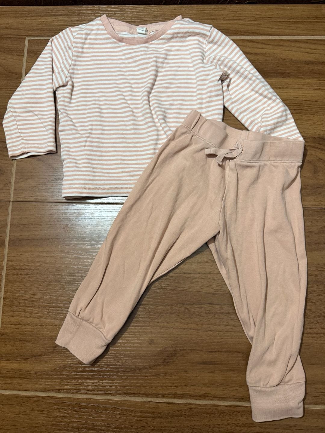 H&M Lounge Set Size 18-24M Pink Stripe Long Sleeve Shirt Jogger Pants 1