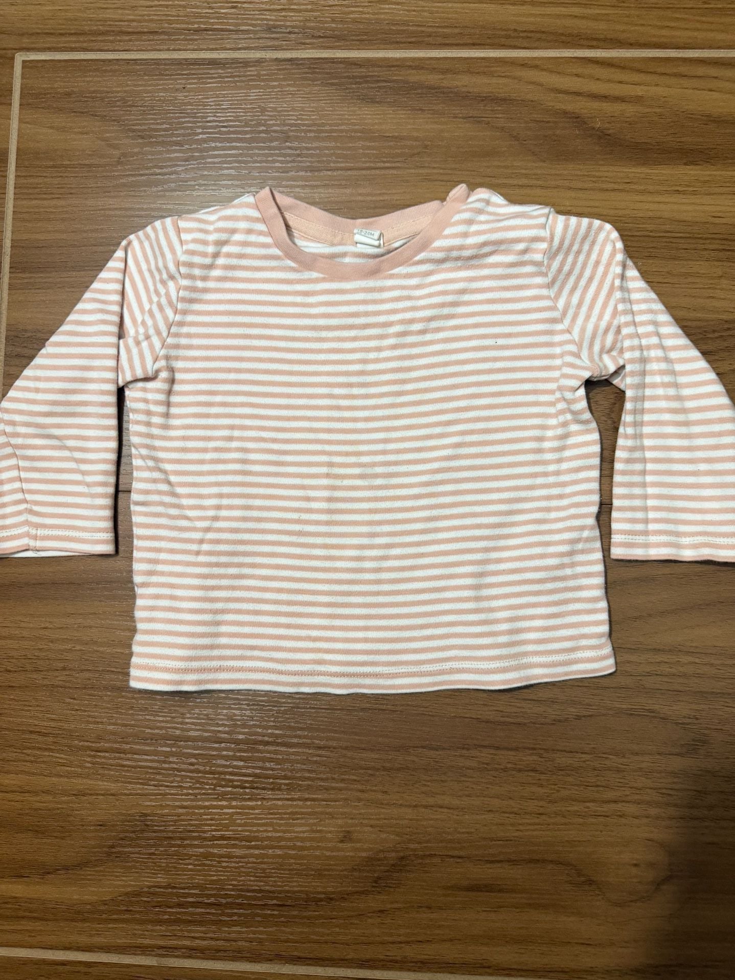 H&M Lounge Set Size 18-24M Pink Stripe Long Sleeve Shirt Jogger Pants 2