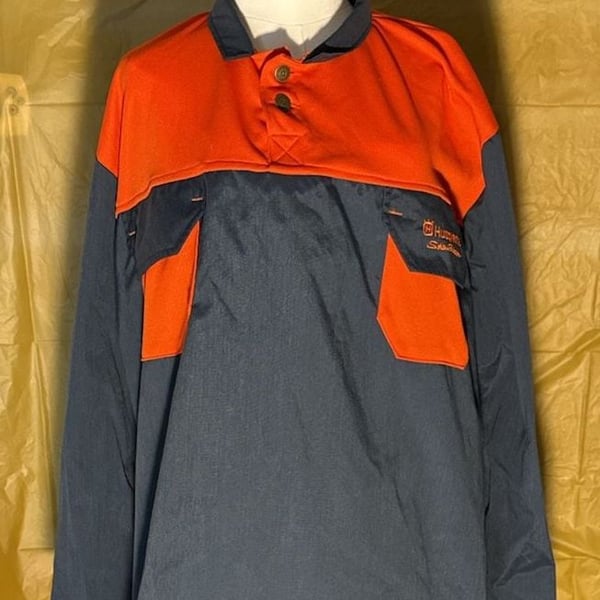 Husqvarna Work Shirt XXL Orange Blue Soren Eriksson Logging