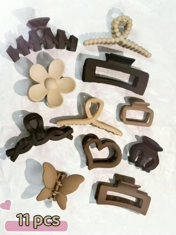 Unbranded 11pcs Matte Hair Claw Clips Set Neutral 4