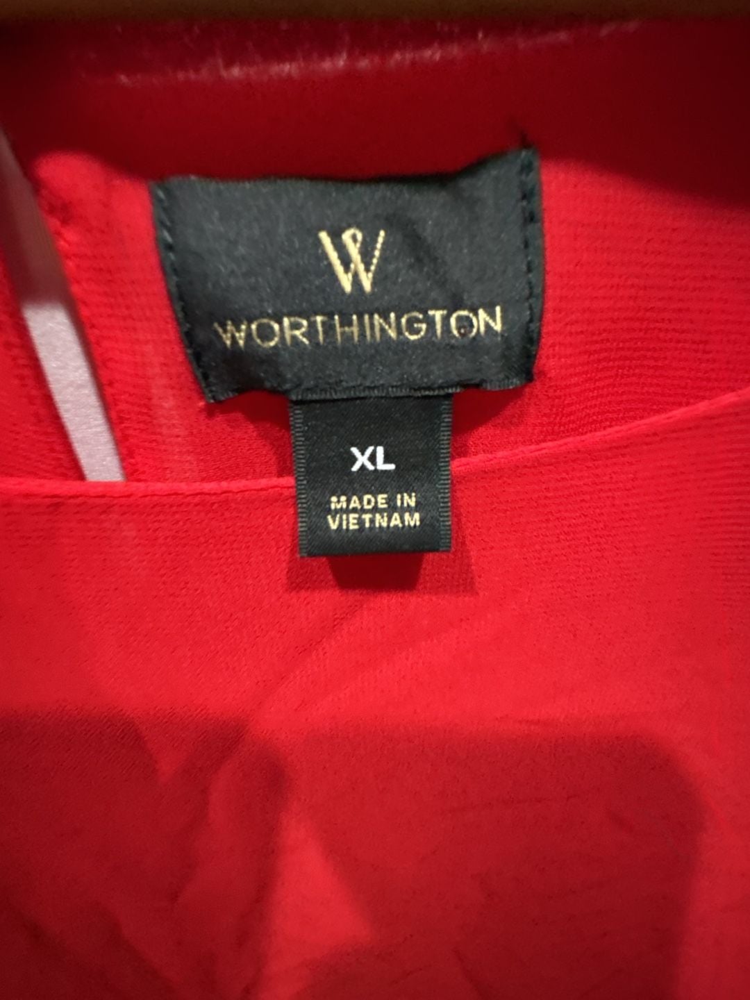 Worthington Blouse Size XL Red Chiffon Layered Ruffle Sleeve Top
E902 3