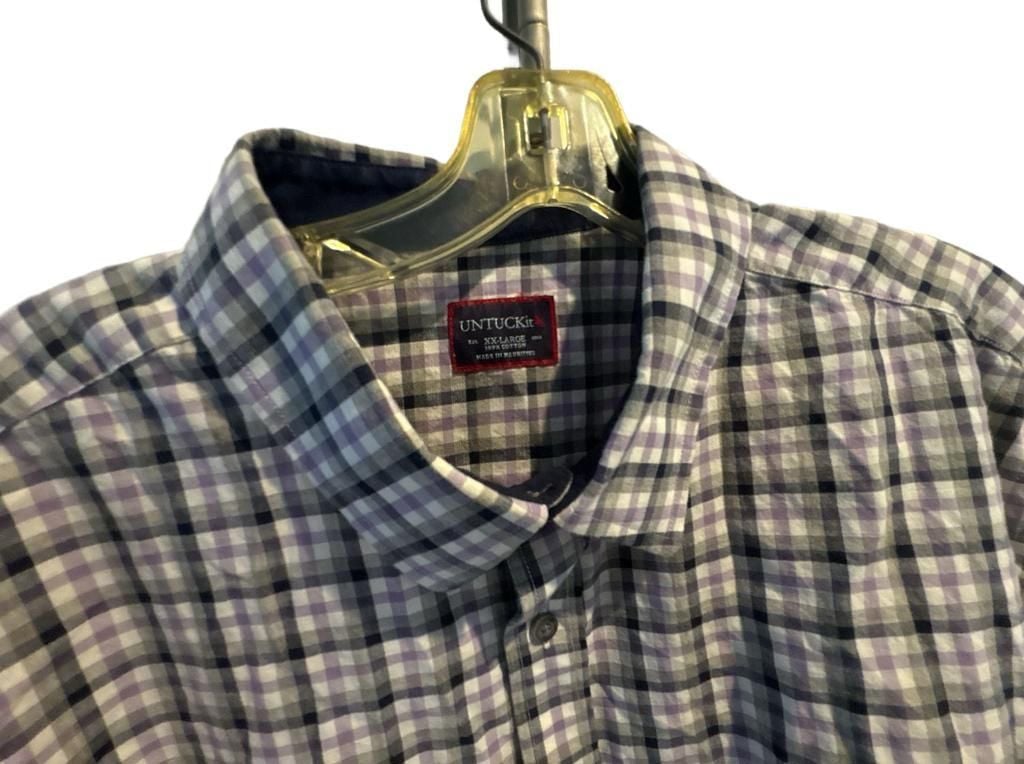 Untuckit Mens Plaid Button Down Shirt XX-Large Purple 3
