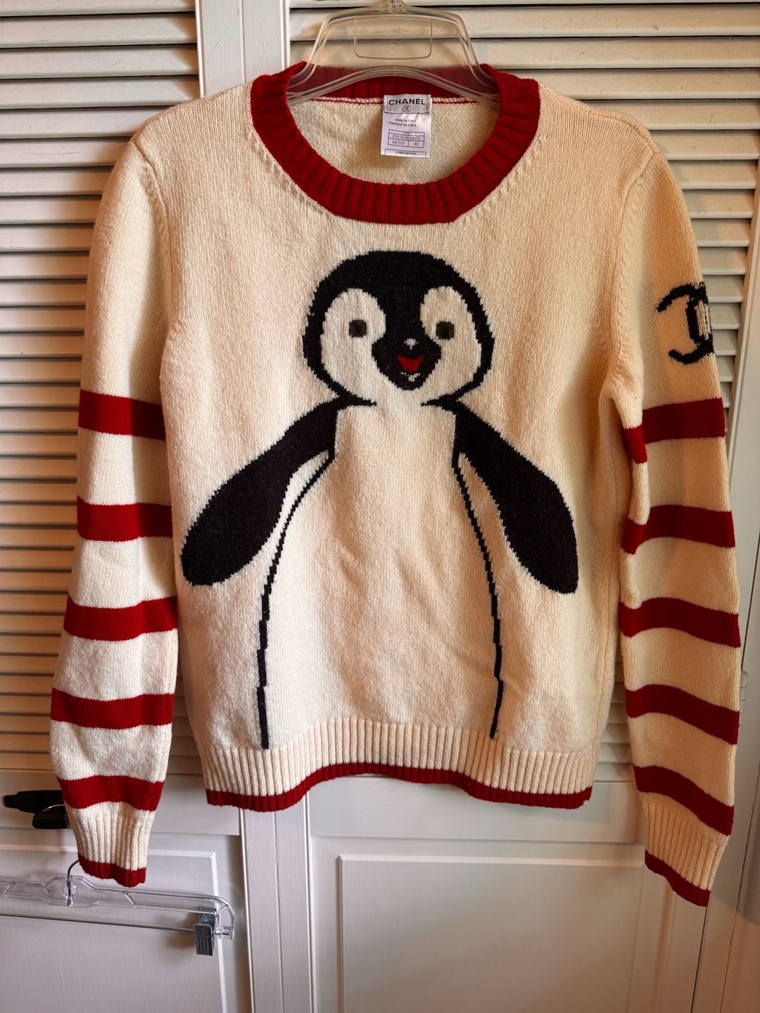 Chanel 07A 2007 Penguin Intarsia Wool Sweater CC Logo Size 40 Vintage Karl Lagerfeld 2