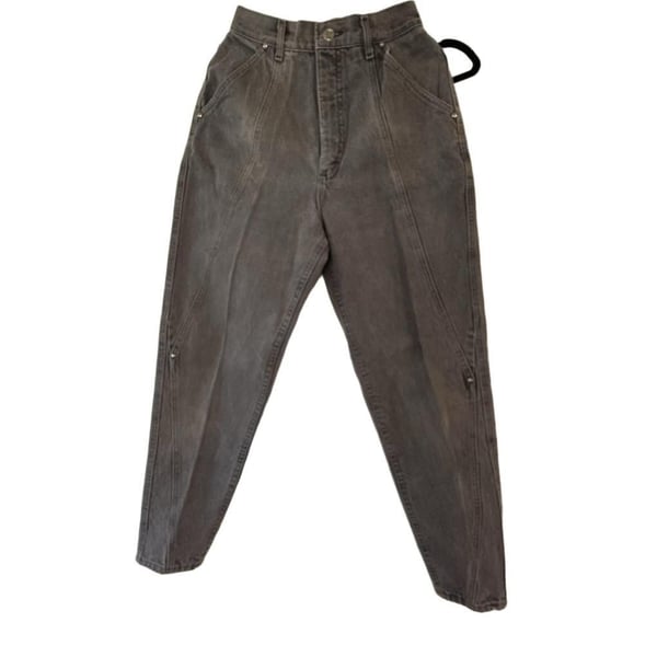 Vintage Made in USA Lee Womens Size 11 High Waist Ankle Zip Mom Jeans Gray Acid Wash