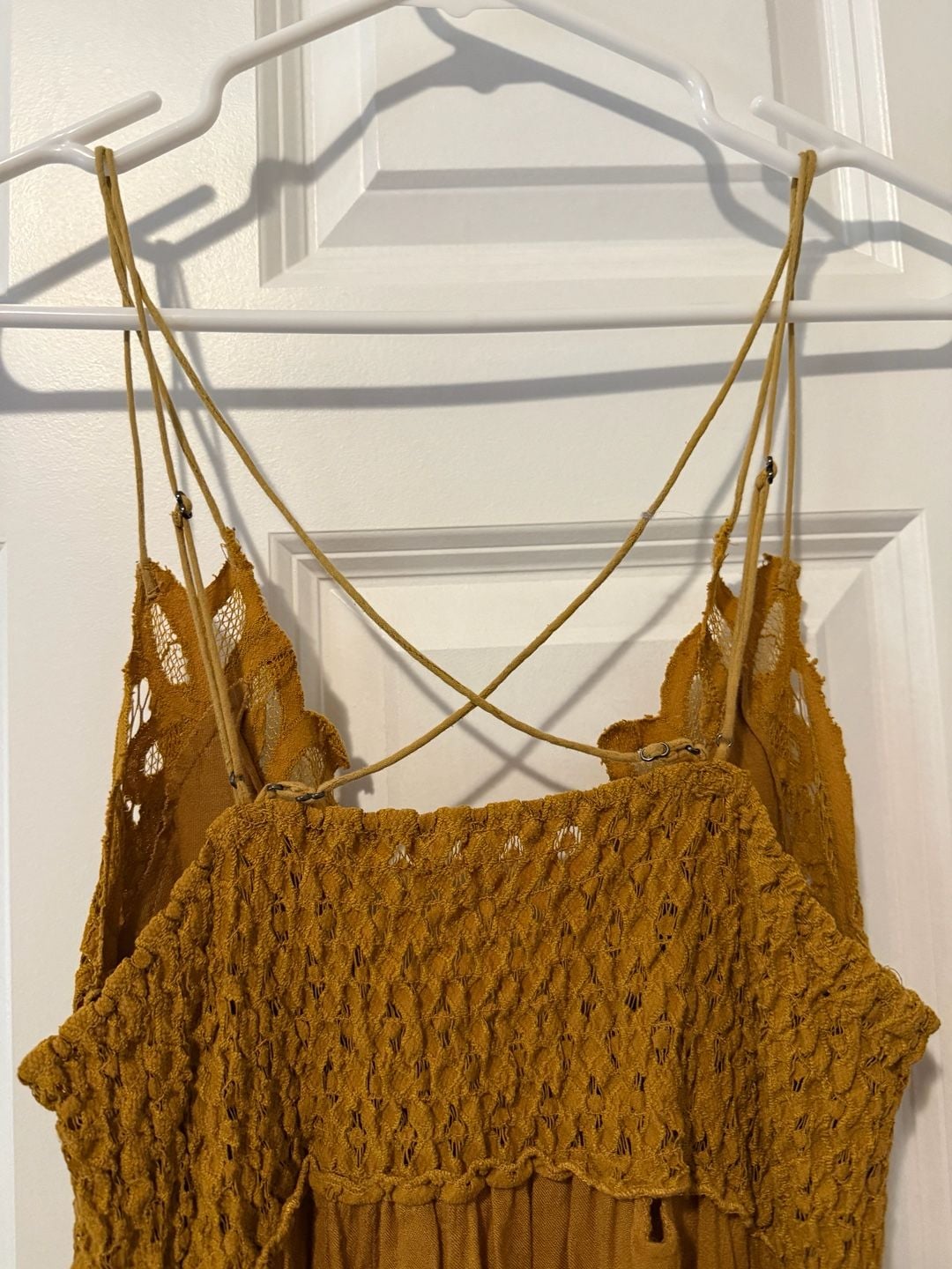 Free People Boho Adella Slip Dress Mustard Yellow XS 8
