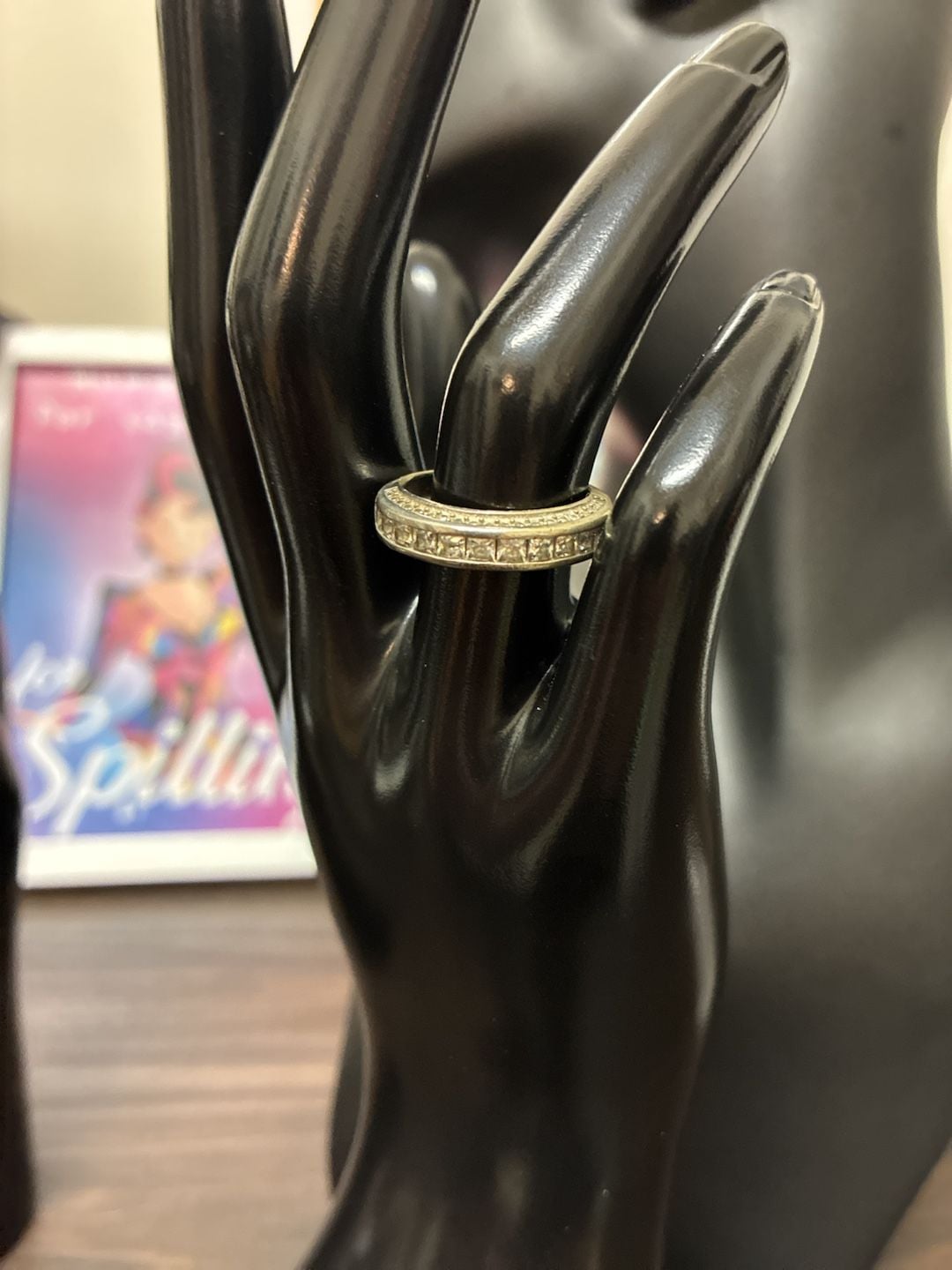 Vintage Y2K CZ Pave Edge Princess Cut Channel Band Ring 2