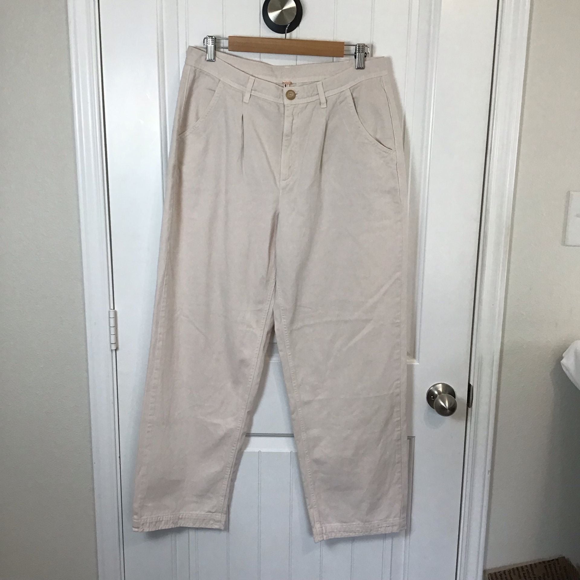 Free People Women’s Cream Skater Wide Leg Pleated Pants Size 10 3