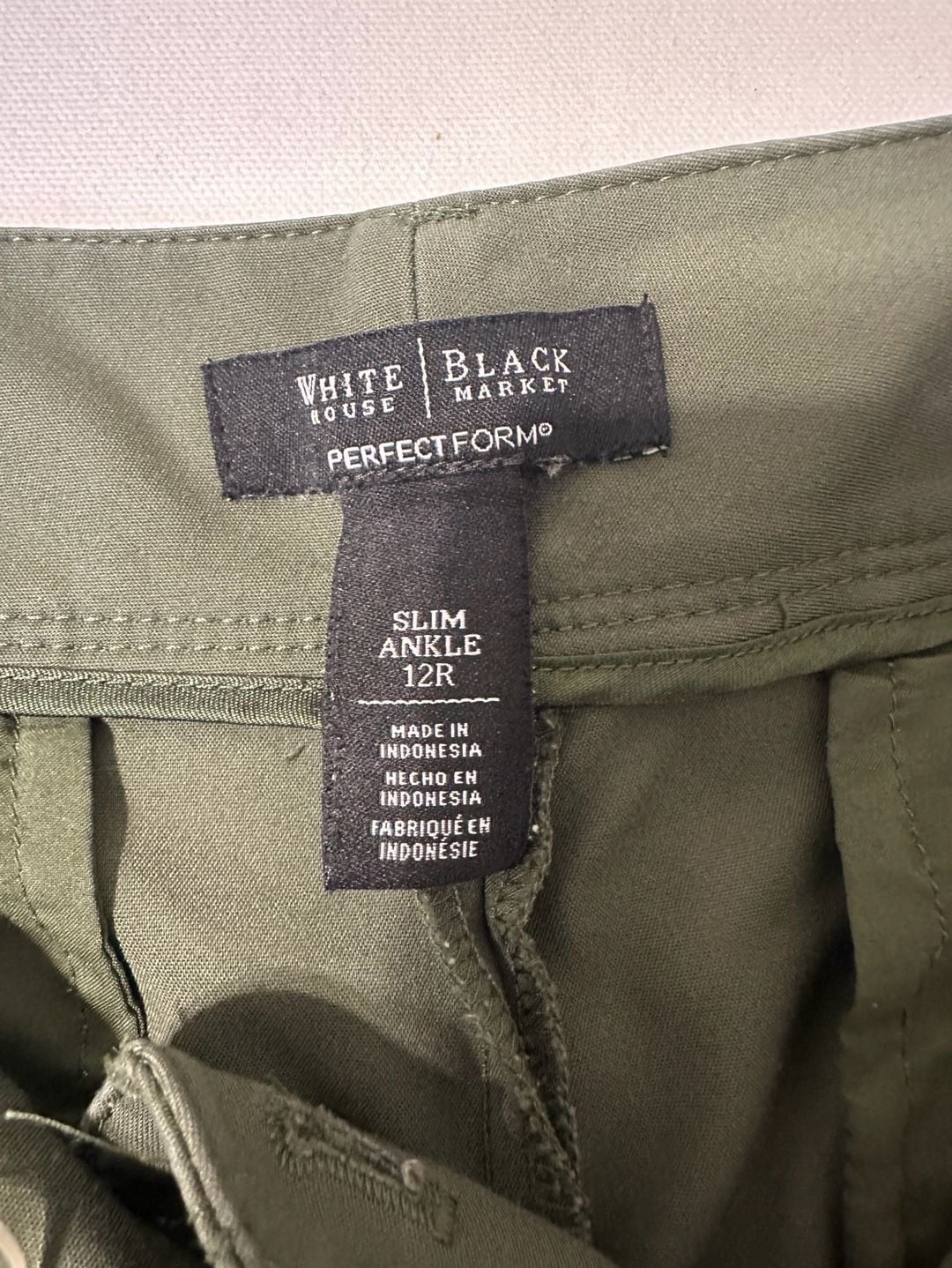 White House Black Market Slim Ankle Pants Size 12 Olive Green Office Travel 9