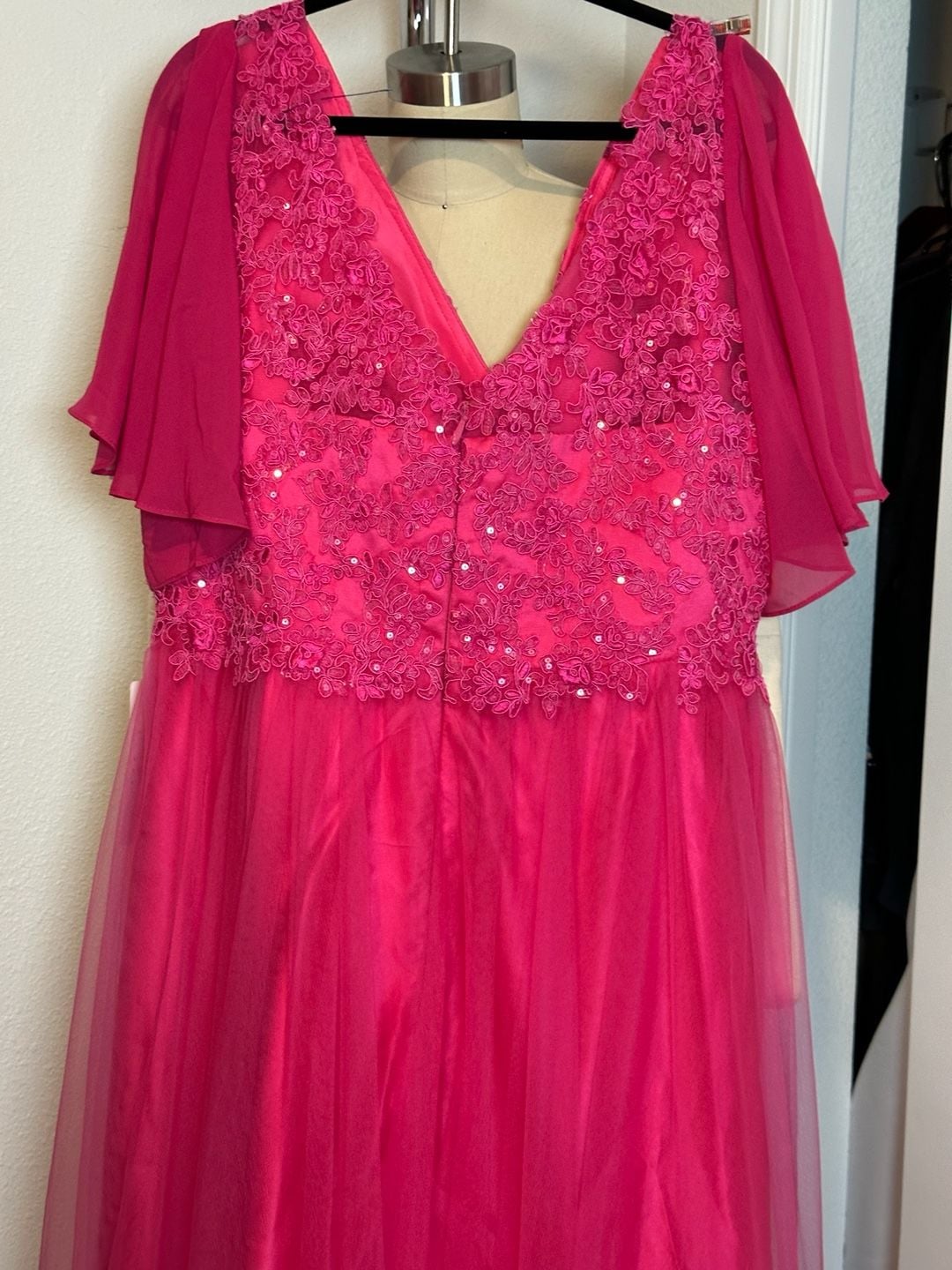 Wear Your Love Fuchsia Pink Lace Tulle Plus Size Prom Formal Evening Gown Size 22w 9