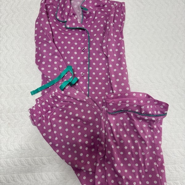 GapKids Pajama Set Size 8 Purple Polka Dot Flannel Sleepwear