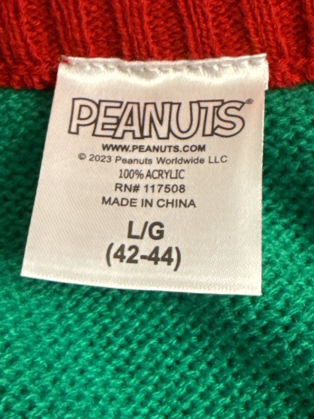 Peanuts Snoopy Christmas Sweater Size L/G (42-44) Green Red Ugly Sweater 4