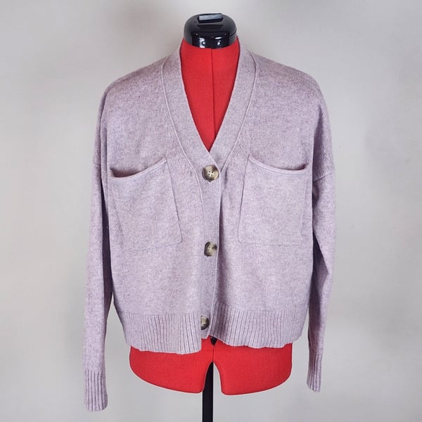 Madewell Cardigan Sweater Size S Purple Wool Blend V-Neck Academia, Soft Girl