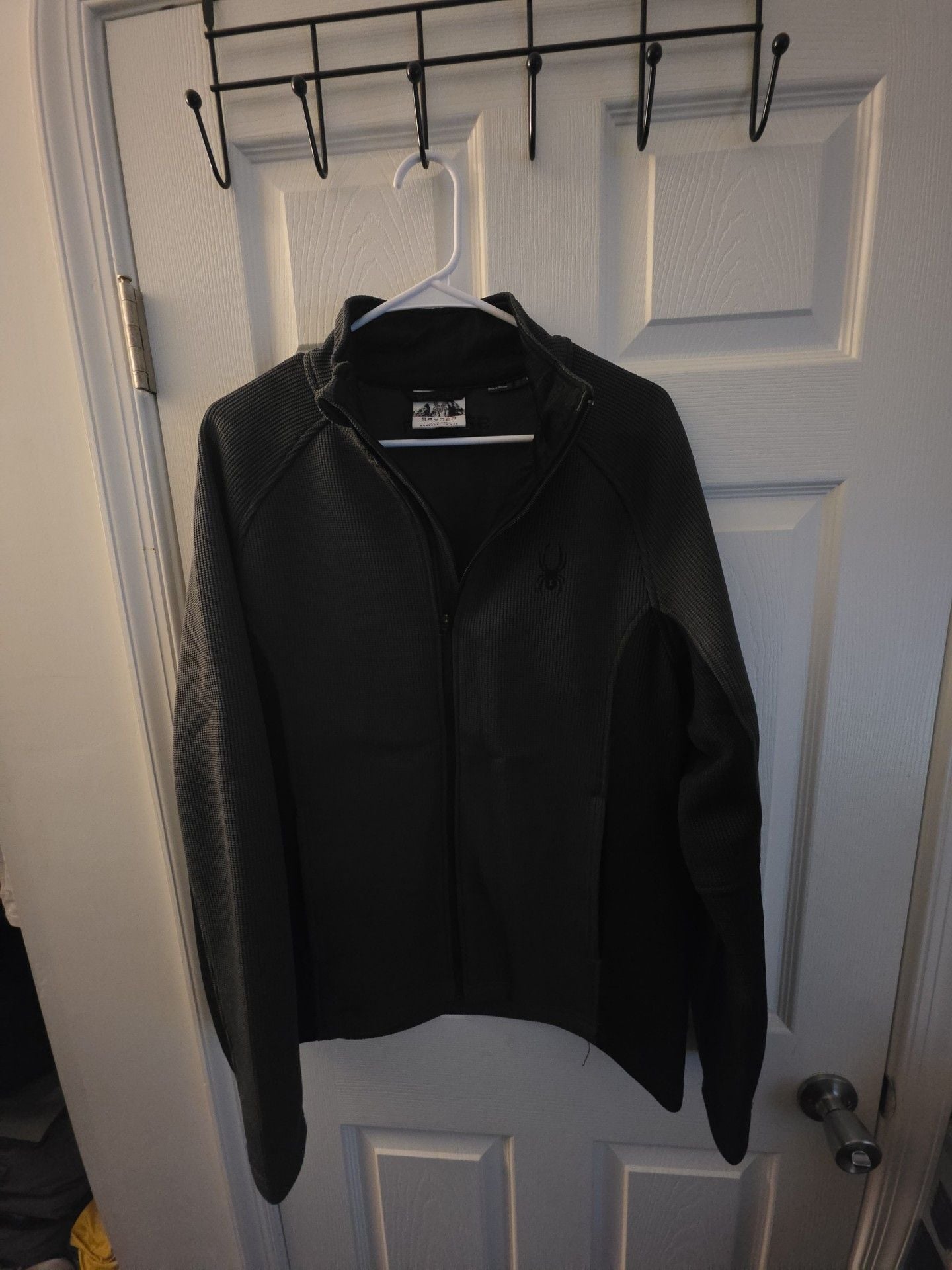 Spyder Full Zip Jacket Size M Black Waffle Fleece 2