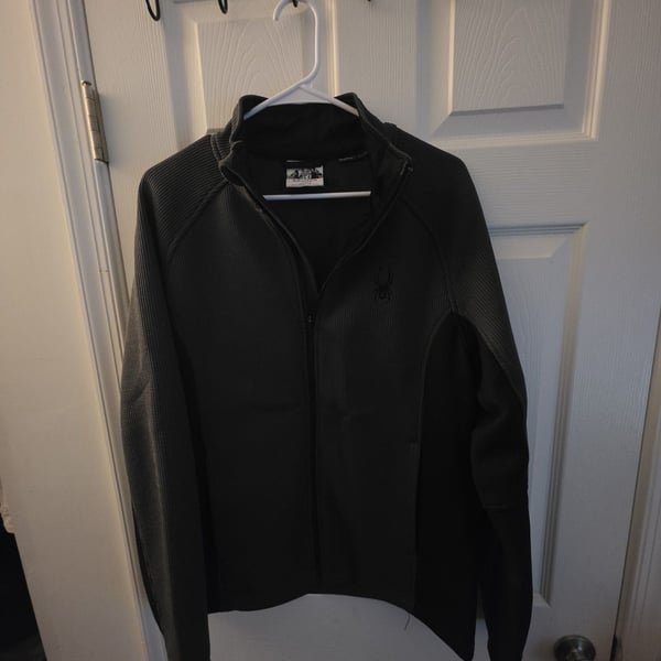 Spyder Full Zip Jacket Size M Black Waffle Fleece