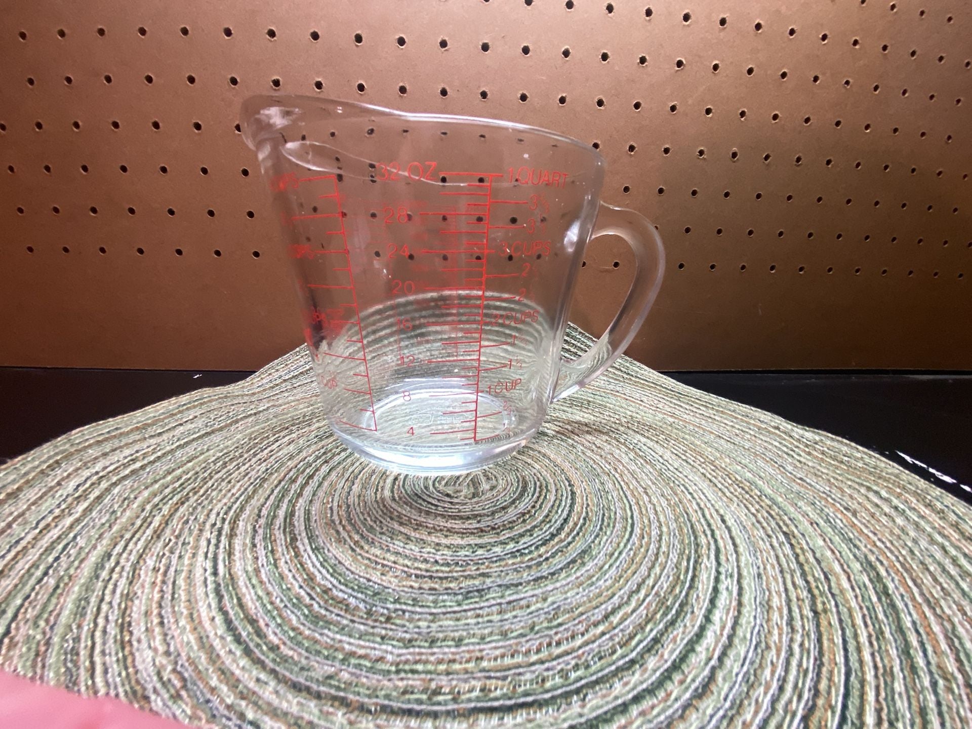 Fire King Glass Measuring Cup Size 4 Cup Clear Red Lettering 1