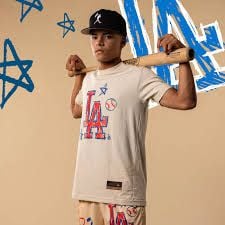 Baseballism Los Angeles Dodgers Crayon Series T-Shirt Size YL Cream 2