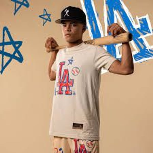 Baseballism Los Angeles Dodgers Crayon Series T-Shirt Size YL Cream