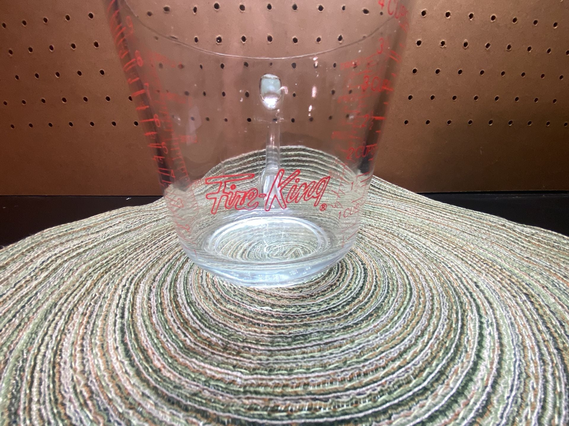 Fire King Glass Measuring Cup Size 4 Cup Clear Red Lettering 4