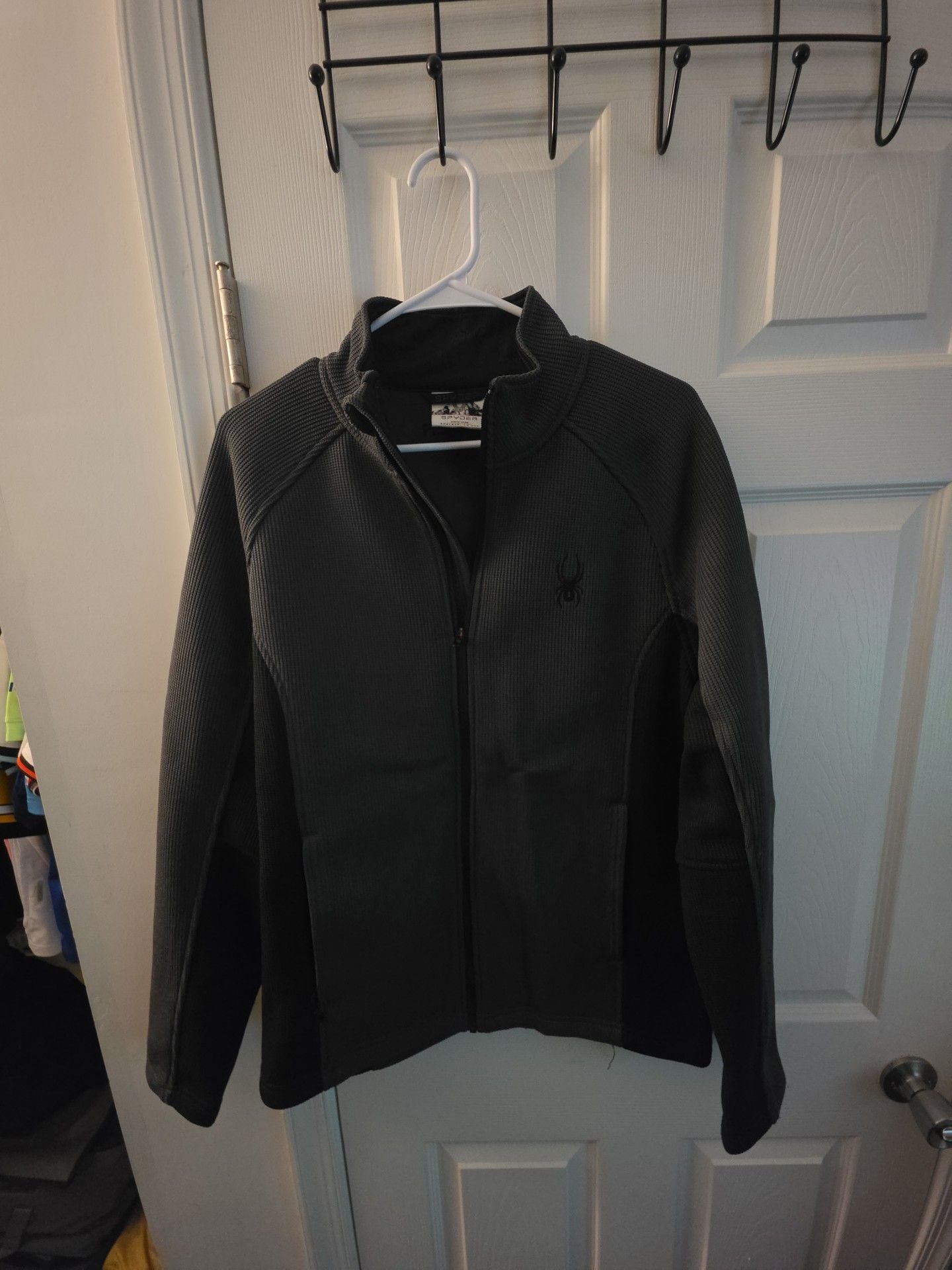 Spyder Full Zip Jacket Size M Black Waffle Fleece 4