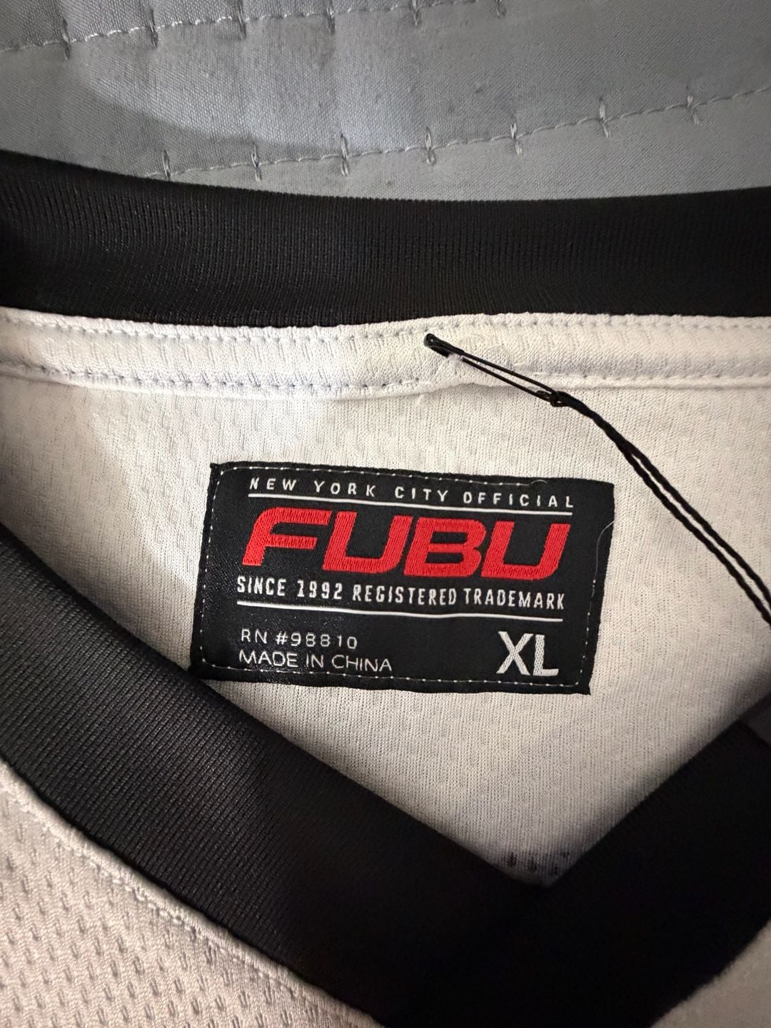 FUBU Brooklyn 05 Jersey Size L White Black Mesh V-Neck 9