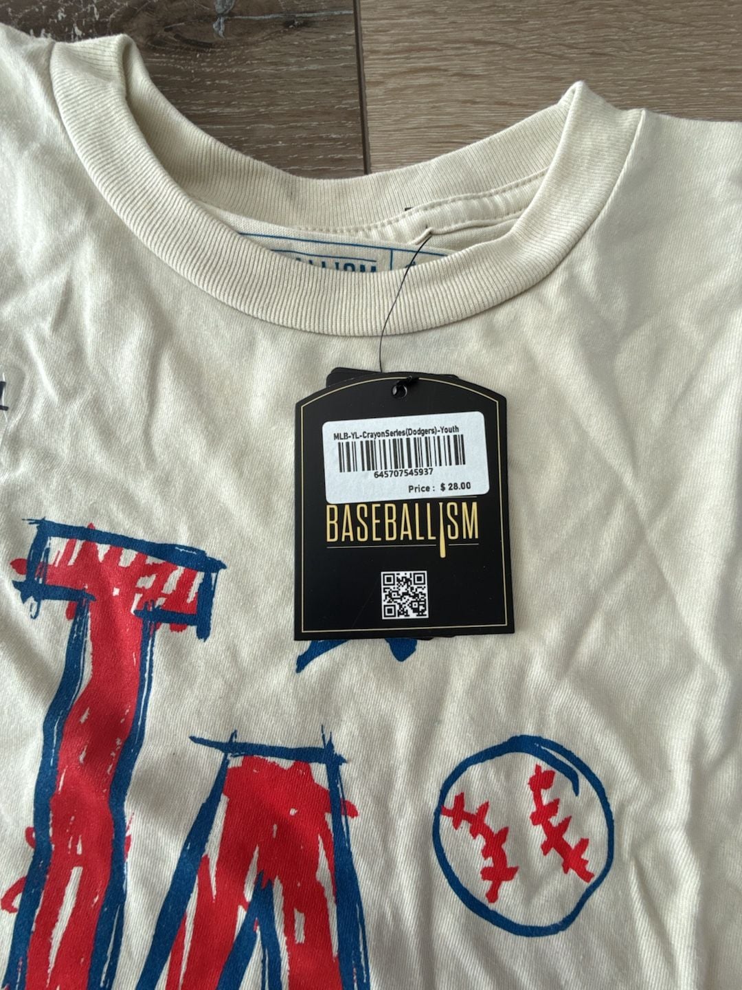 Baseballism Los Angeles Dodgers Crayon Series T-Shirt Size YL Cream 4