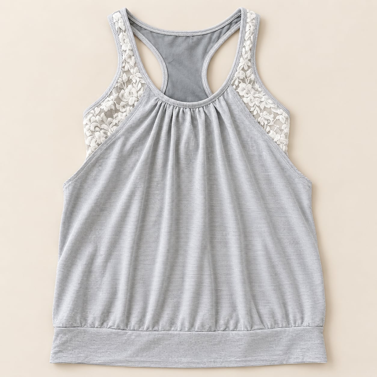 Pure + Good Striped Tank Top White Lace Back L (n1) 2