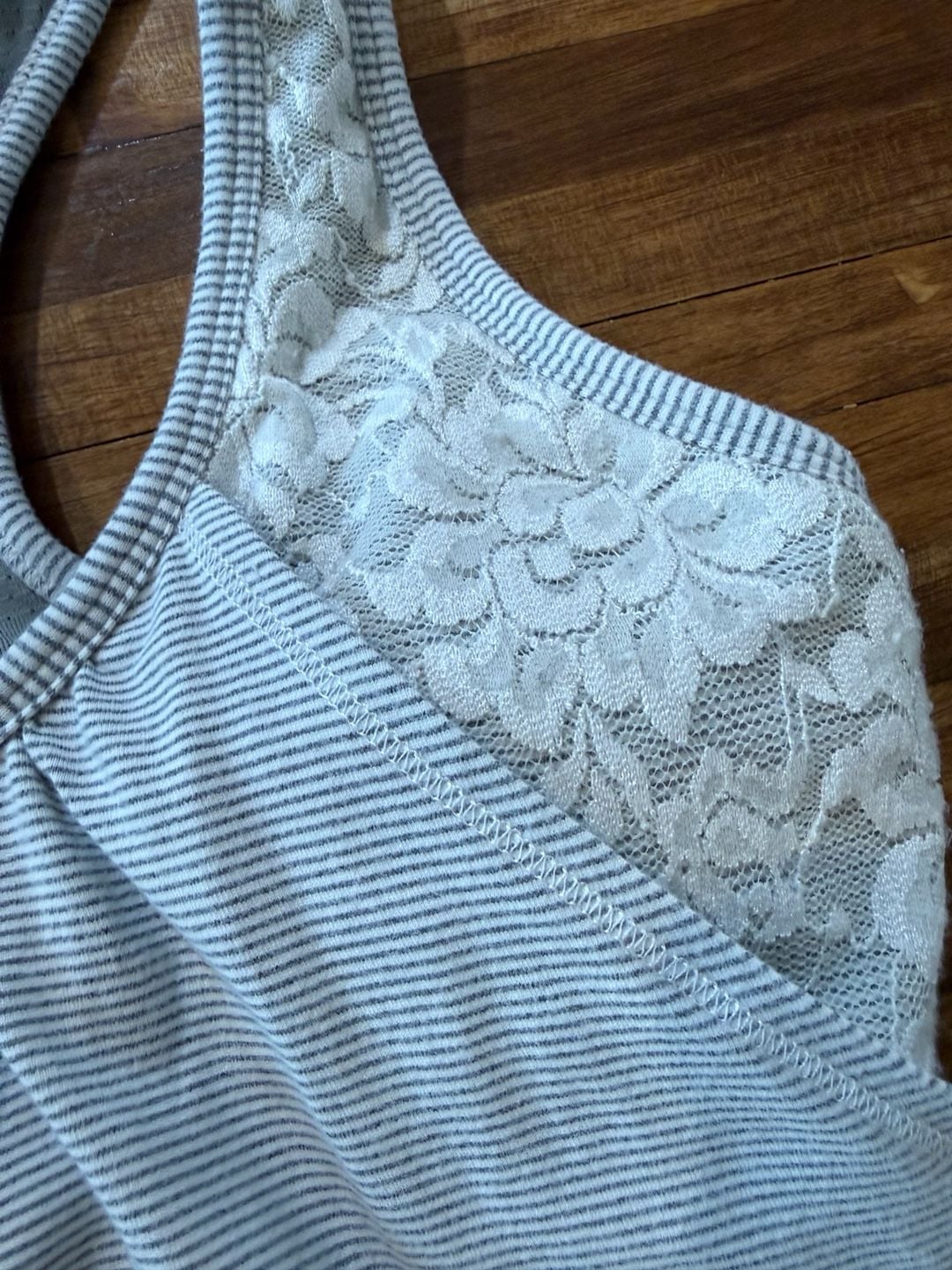 Pure + Good Striped Tank Top White Lace Back L (n1) 4