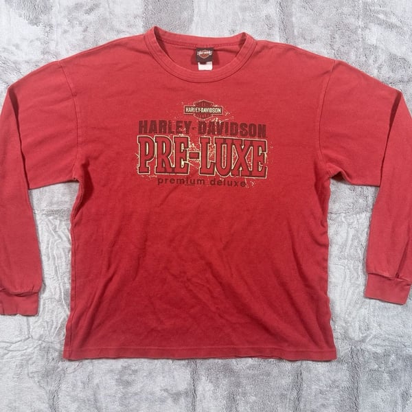Harley Davidson Long Sleeve Thermal Shirt Red Mason City Iowa