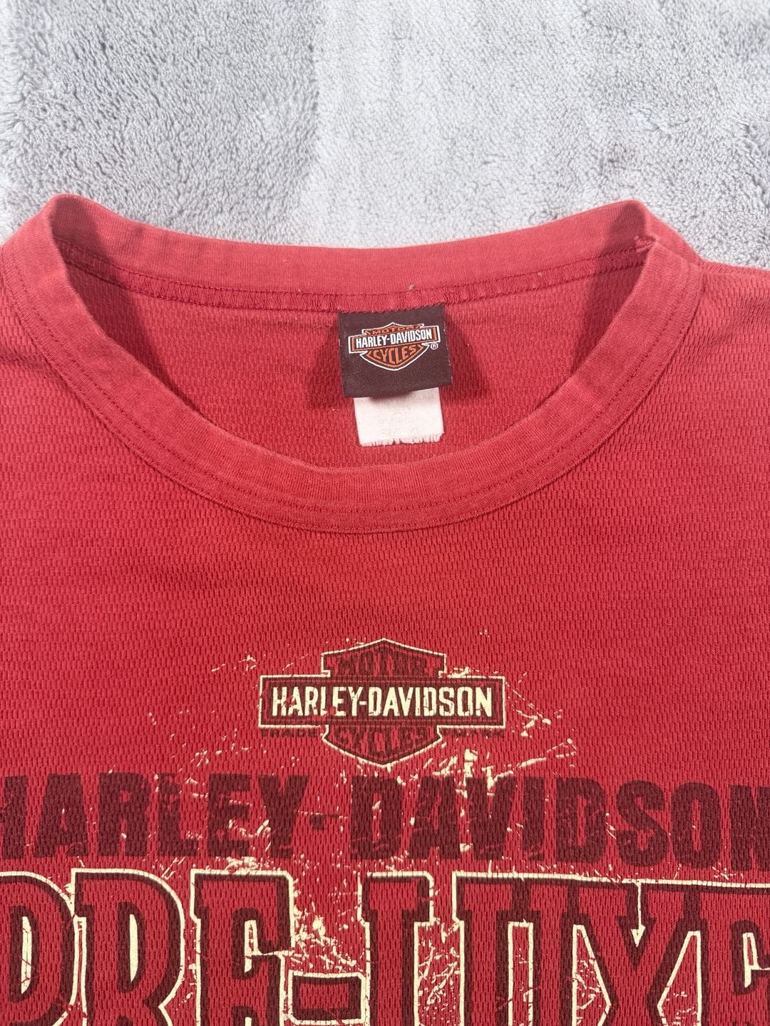 Harley Davidson Long Sleeve Thermal Shirt Red Mason City Iowa 4