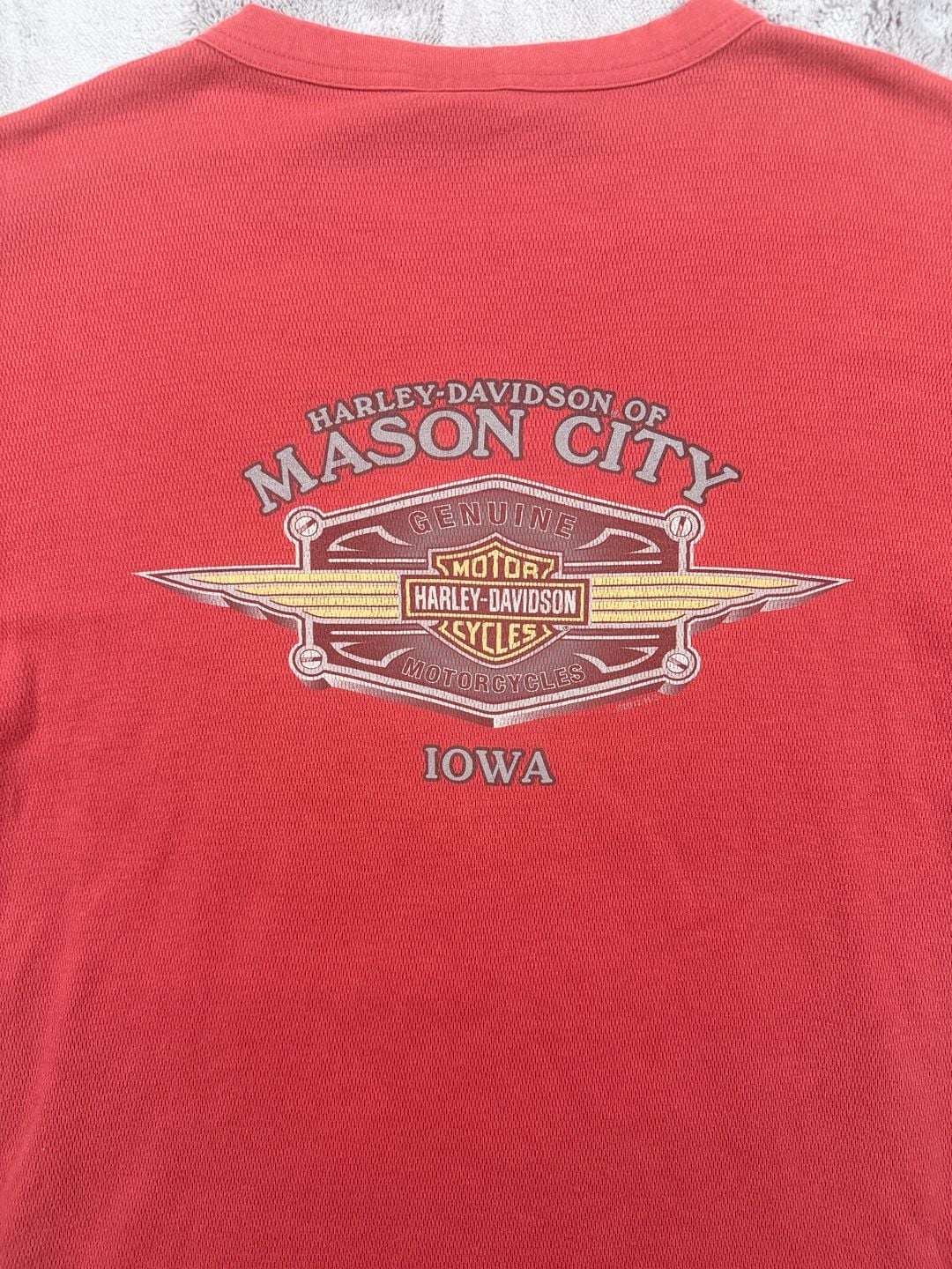 Harley Davidson Long Sleeve Thermal Shirt Red Mason City Iowa 13