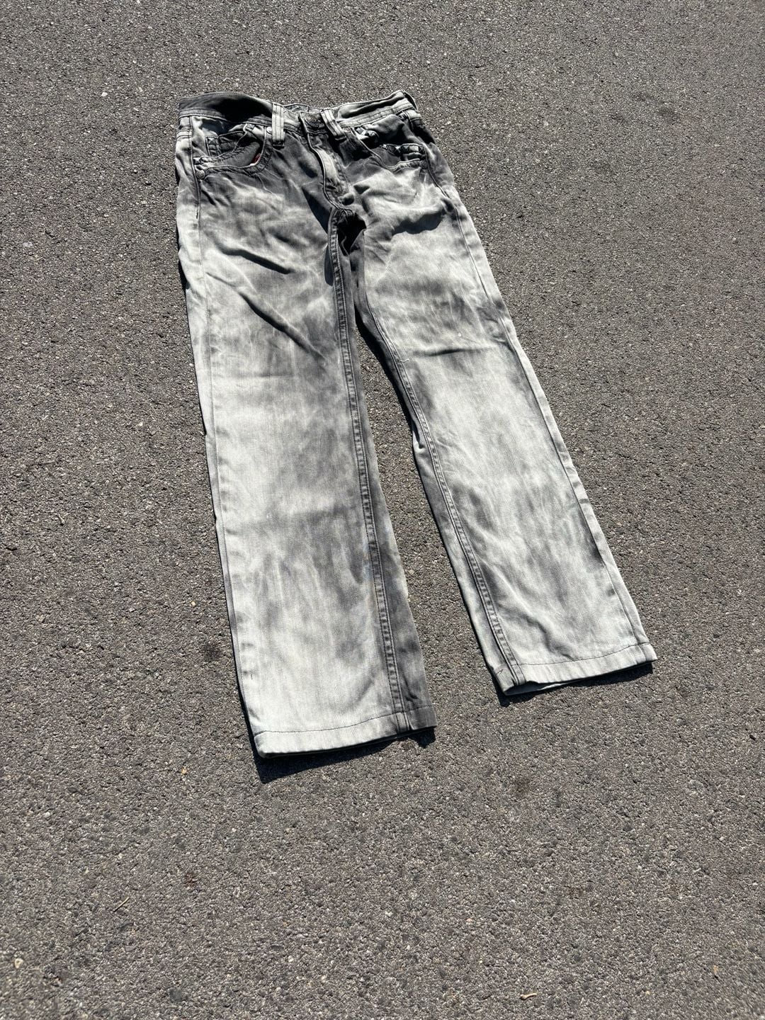 Big Train Jeans Grey Acid Wash Japanese Embroidered Studded Denim Pants 28/30 7