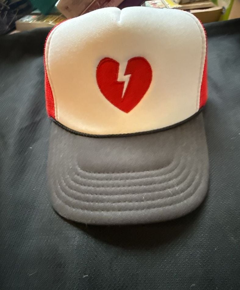 Warren Zeiders Trucker Hat Red White Broken Heart Snapback Signed 2