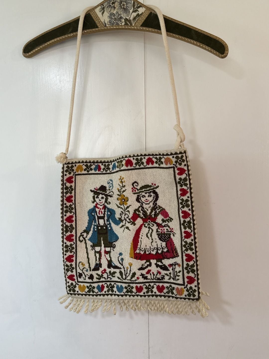 Vintage Tapestry Folk Art Cottagecore Cross Stitch Crossbody Bag Purse Fairycore 2