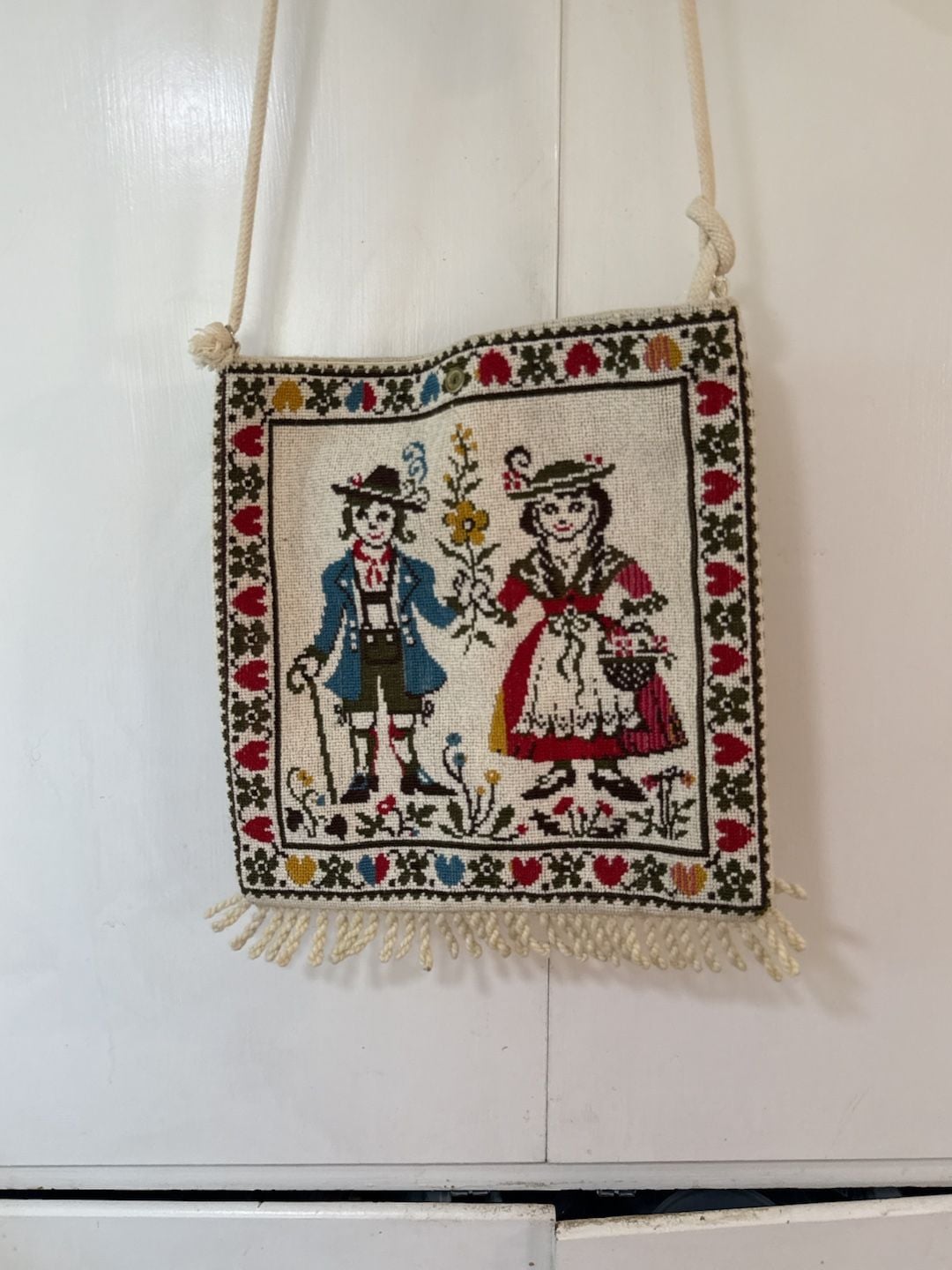 Vintage Tapestry Folk Art Cottagecore Cross Stitch Crossbody Bag Purse Fairycore 3