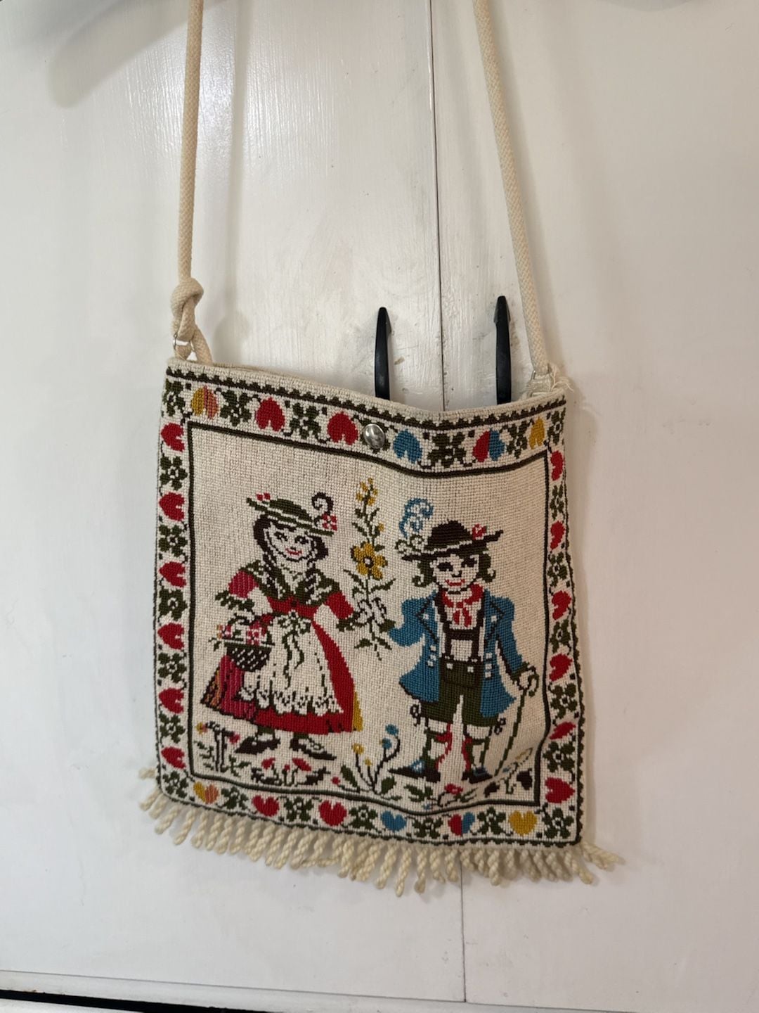 Vintage Tapestry Folk Art Cottagecore Cross Stitch Crossbody Bag Purse Fairycore 11