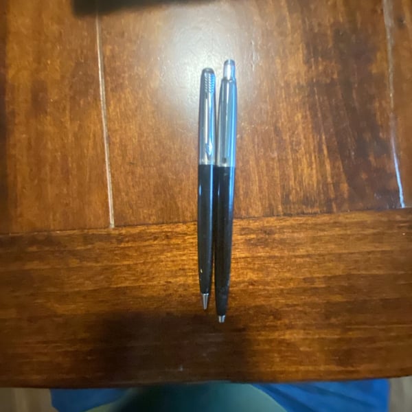 Parker Vintage Black and Silver Chrome Ballpoint Pen and Pencil Set