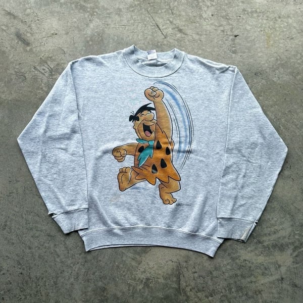 Fruit of the Loom Vintage The Flintstones Sweatshirt Size L Grey